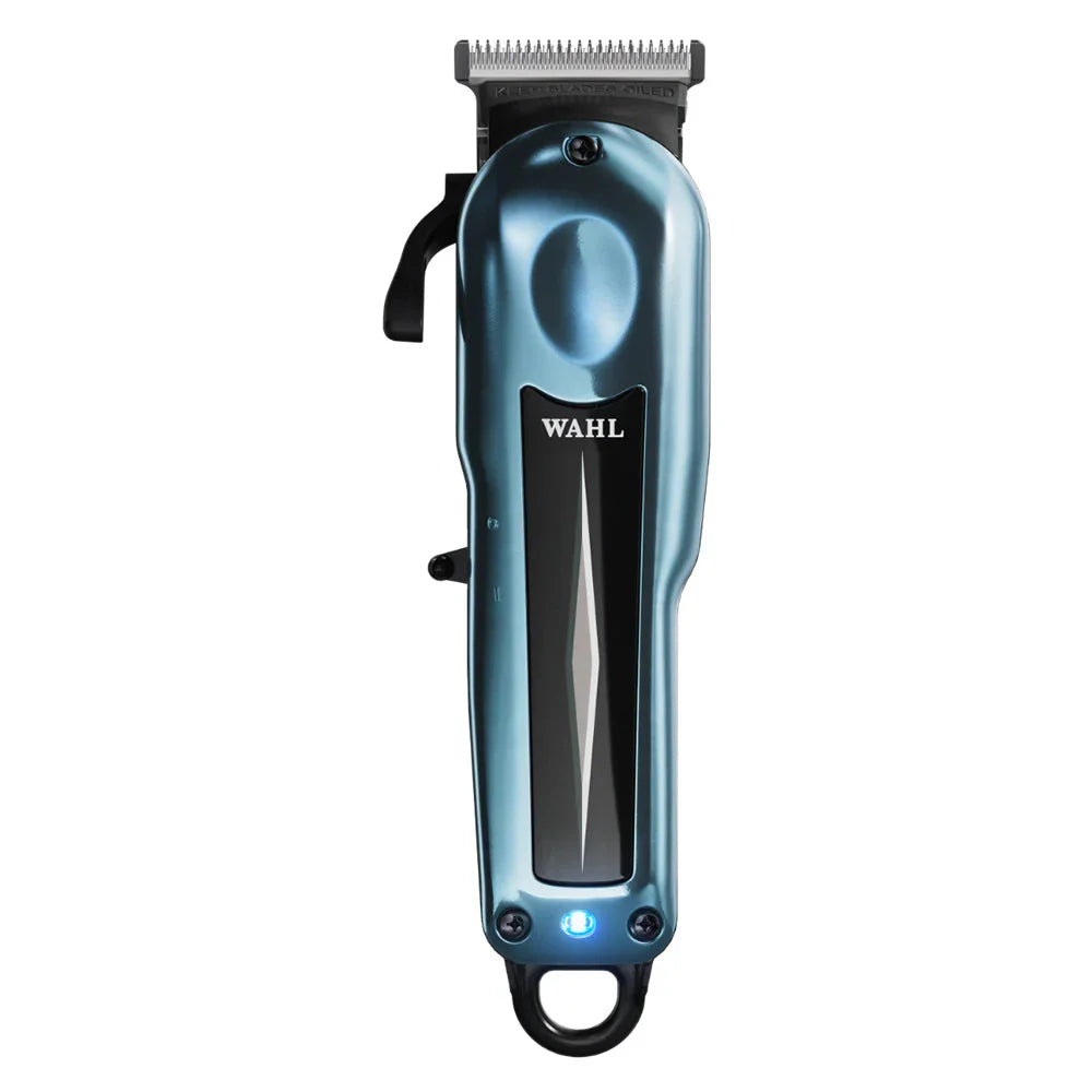 Black-and-blue Wahl Super Taper X 3026468 cordless clipper, front view