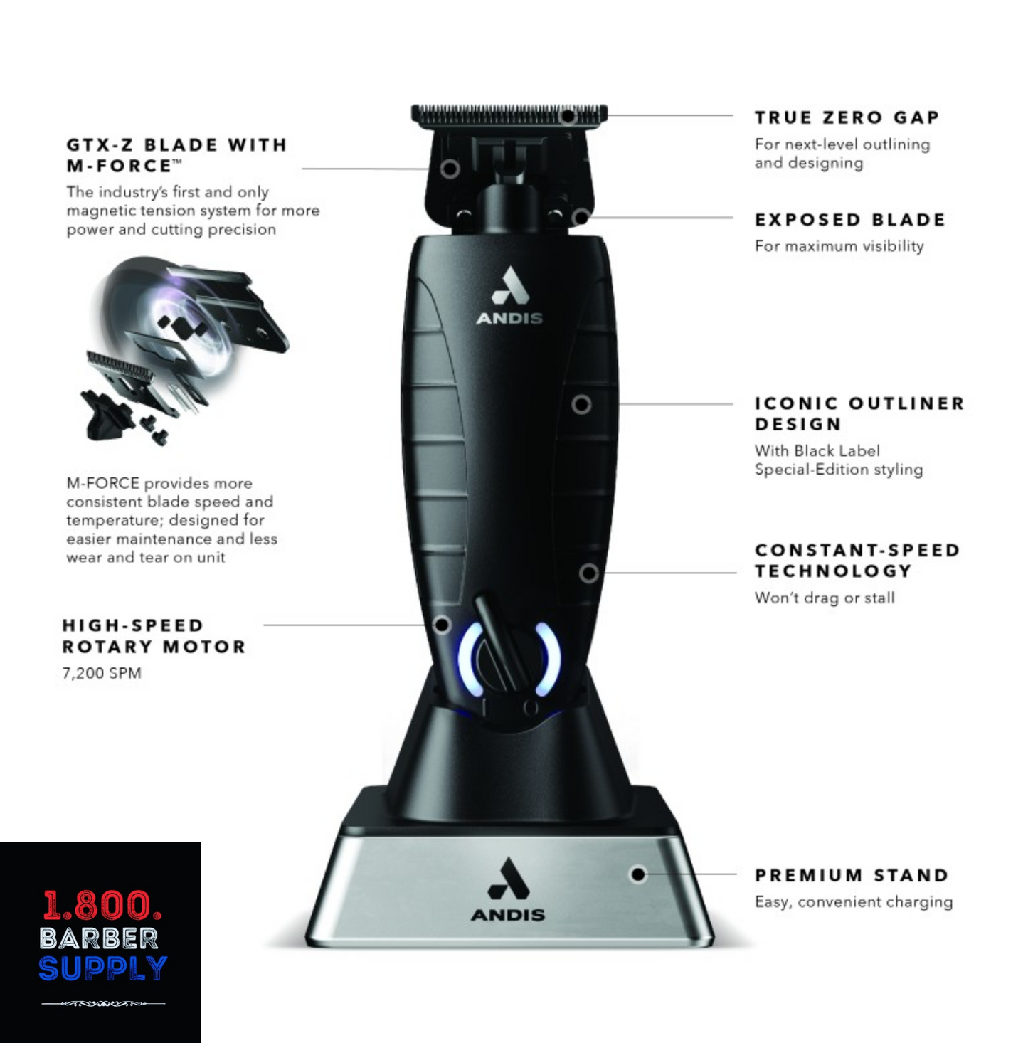 #561862 ANDIS GTX-EXO BLACK LABEL LI TRIMMER W/ M-FORCE BLADE