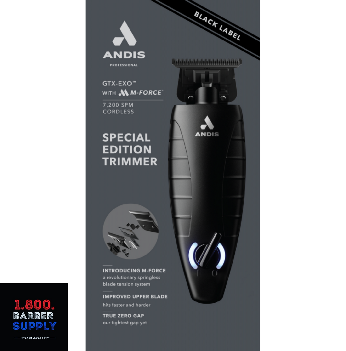 #561862 ANDIS GTX-EXO BLACK LABEL LI TRIMMER W/ M-FORCE BLADE