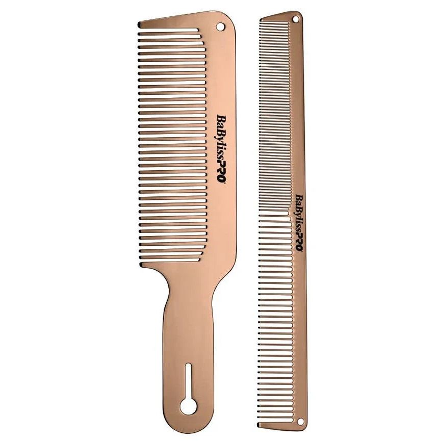 BabylissPro RoseFX Metal Comb 2pk #BCOMBSET2RG