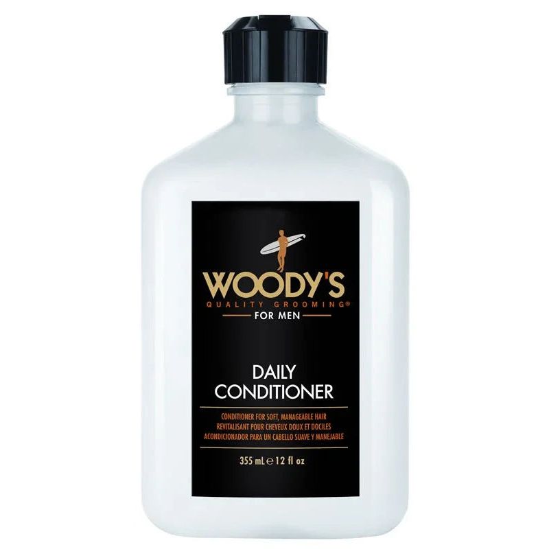 White Woody's Daily Conditioner 12 oz bottle with black cap
