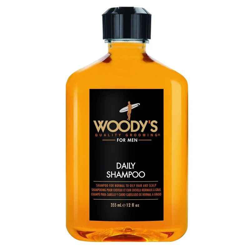 Amber Woody's Daily Shampoo 12 oz bottle with black cap