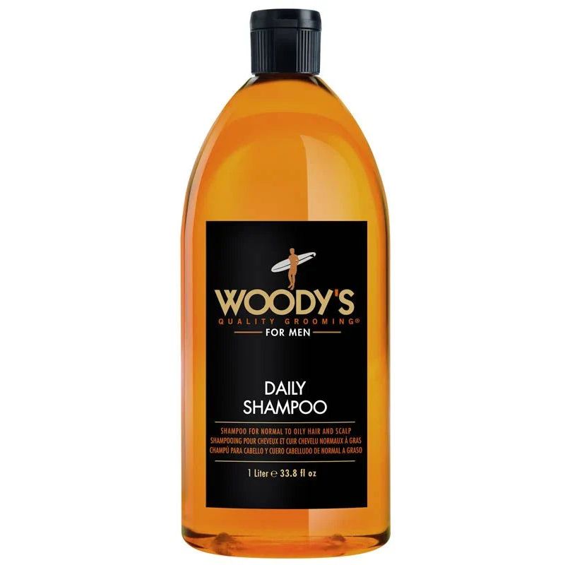 Amber Woody's Daily Shampoo 32 oz bottle with black cap