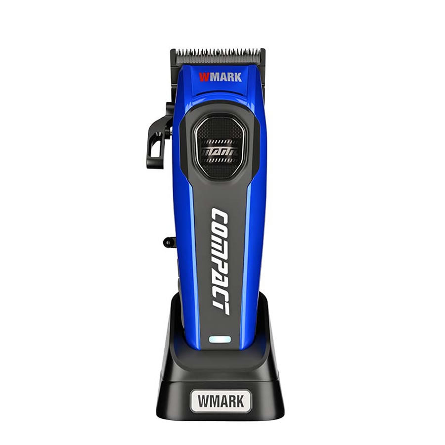 Blue WMARK NG-V4 compact BLDC cordless clipper on charging stand