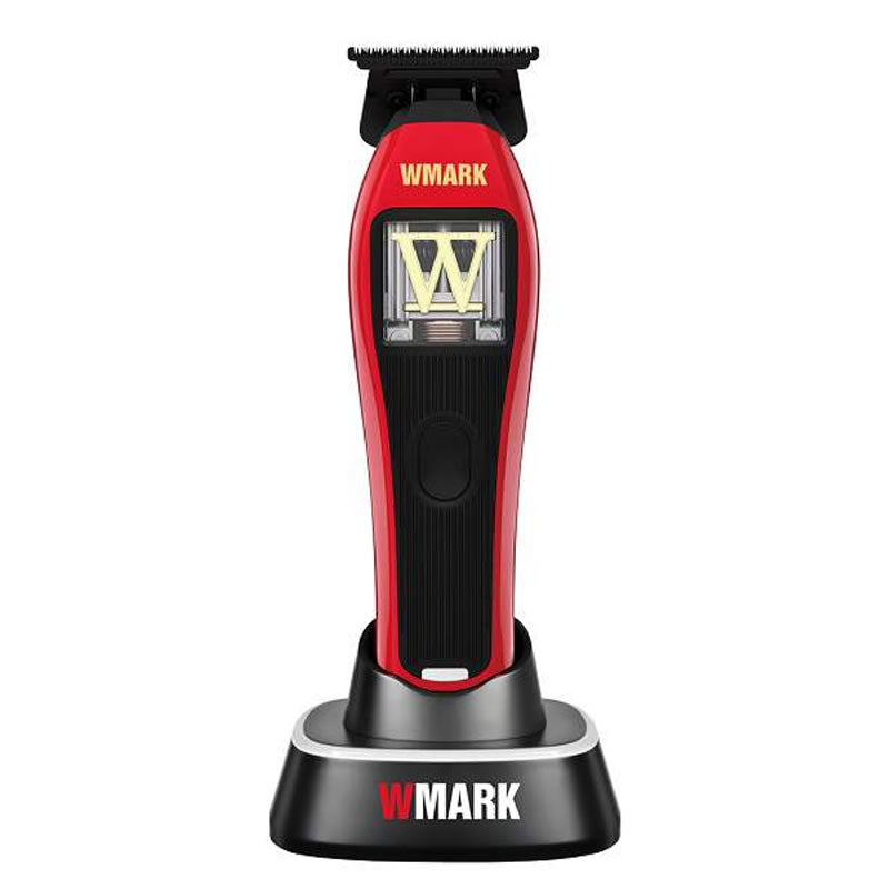 Red-and-black WMARK NG-XT1 cordless trimmer on charging stand