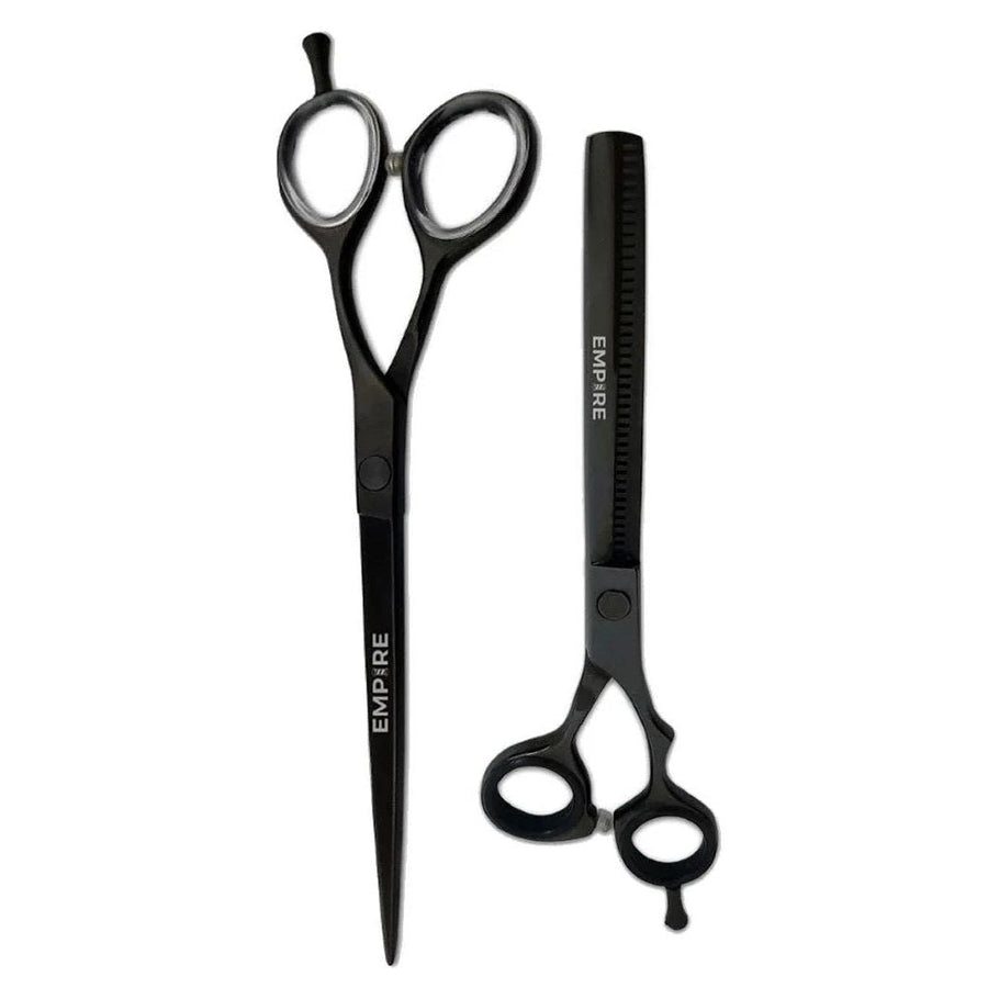 #EMP1210/1301 Empire Black 7" Barber Shear & 6" Thinner Combo