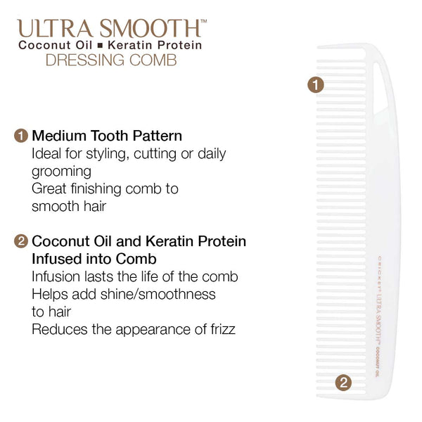 Cricket Ultra Smooth Coconut Dressing Comb #5515336 - features