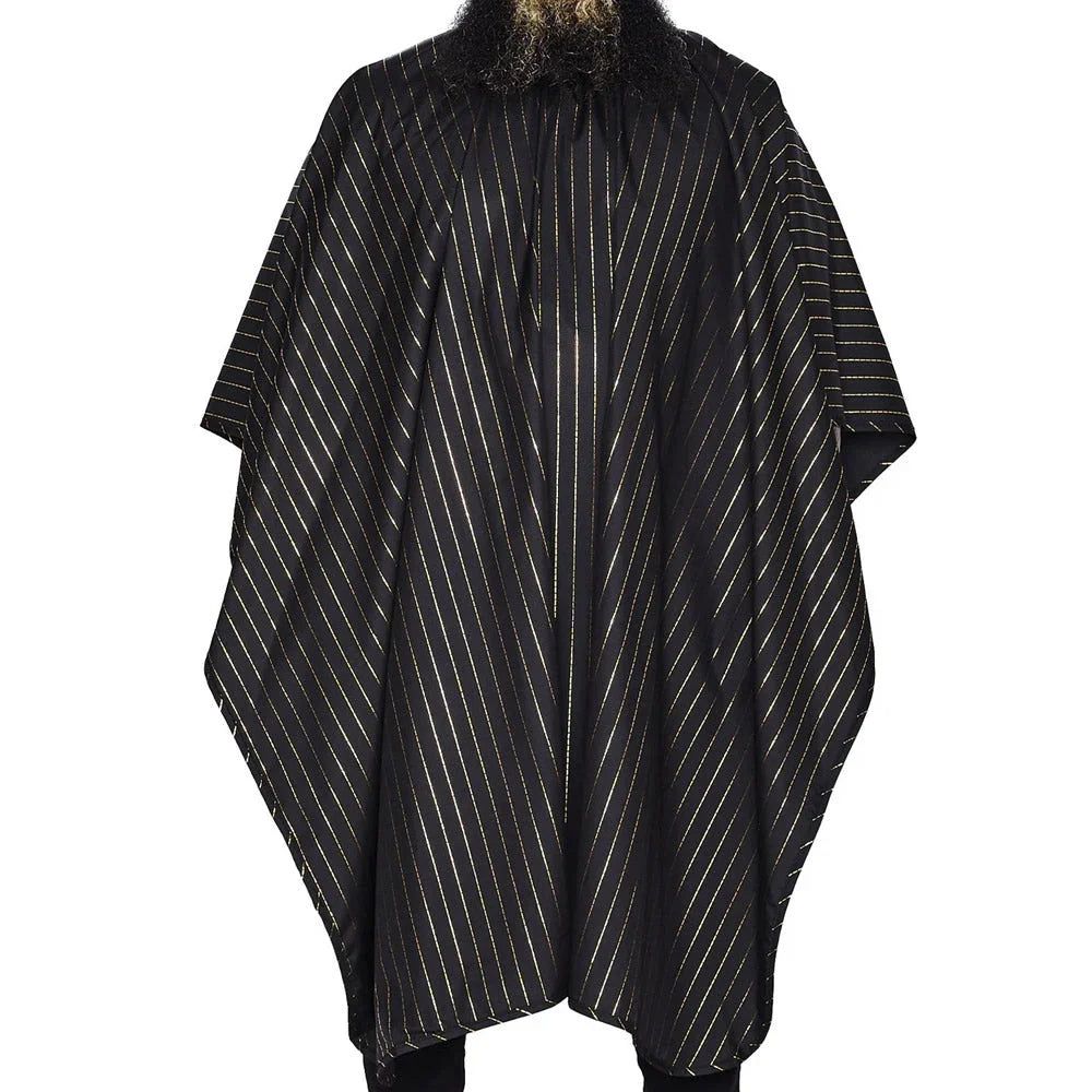 Barber Strong - The Barber Cape Black w/ Gold Metallic Pinstripe