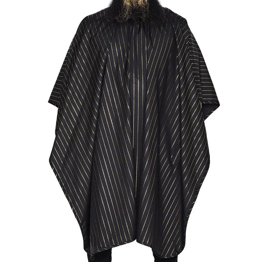Barber Strong - The Barber Cape Black w/ Gold Metallic Pinstripe