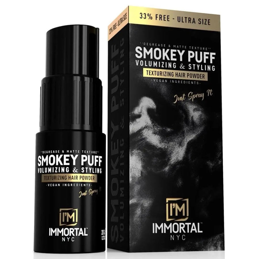 Black Immortal Smokey Puff Texture Powder 20 g bottle and box