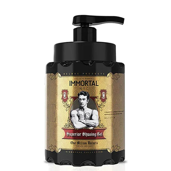 Black Immortal One Million Dollars Superior Shaving Gel pump bottle