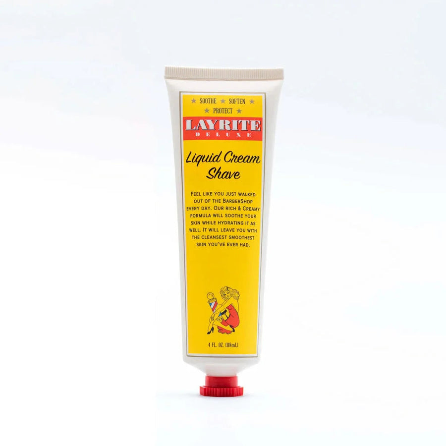 Cream Layrite Liquid Cream Shave 4 oz squeeze tube with red cap