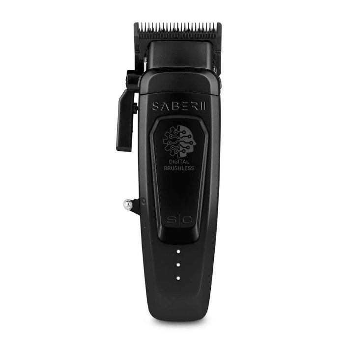 Black StyleCraft Saber 2.0 SC617B cordless clipper, front view