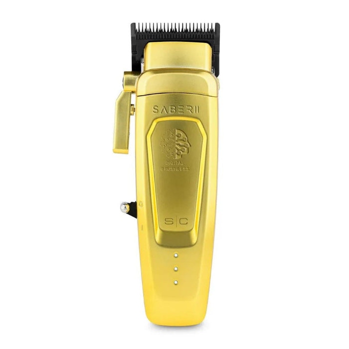 Gold StyleCraft Saber 2.0 SC617M cordless clipper, front view