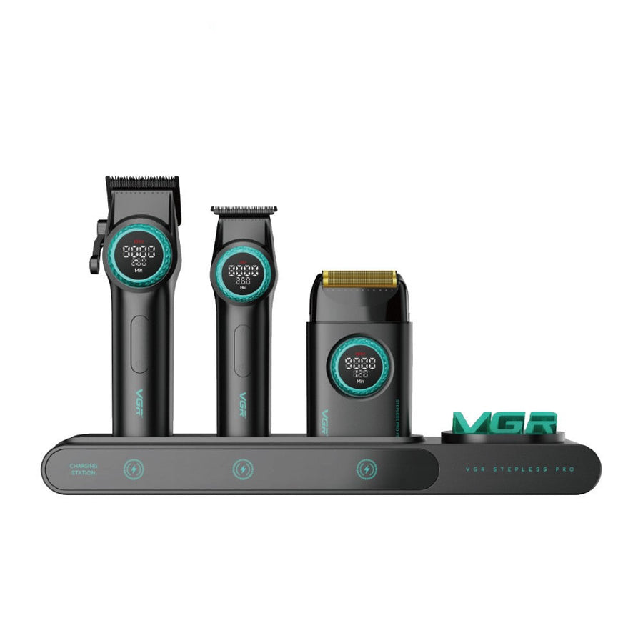 VGR Stepless Pro 3-in-1 Clipper, Trimmer & Shaver Kit | Black — product view