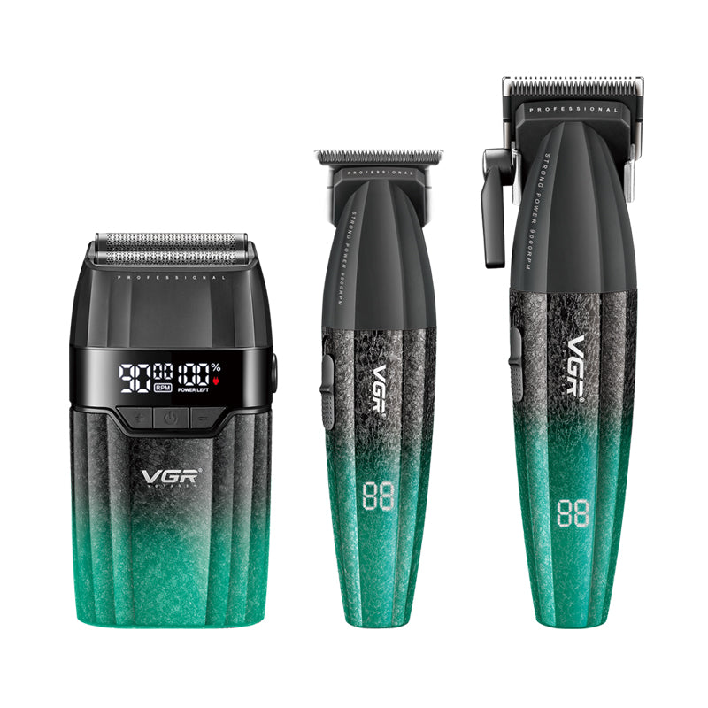 VGR V-640S3 Pro Clipper, Trimmer & Shaver Trio | Green — product view