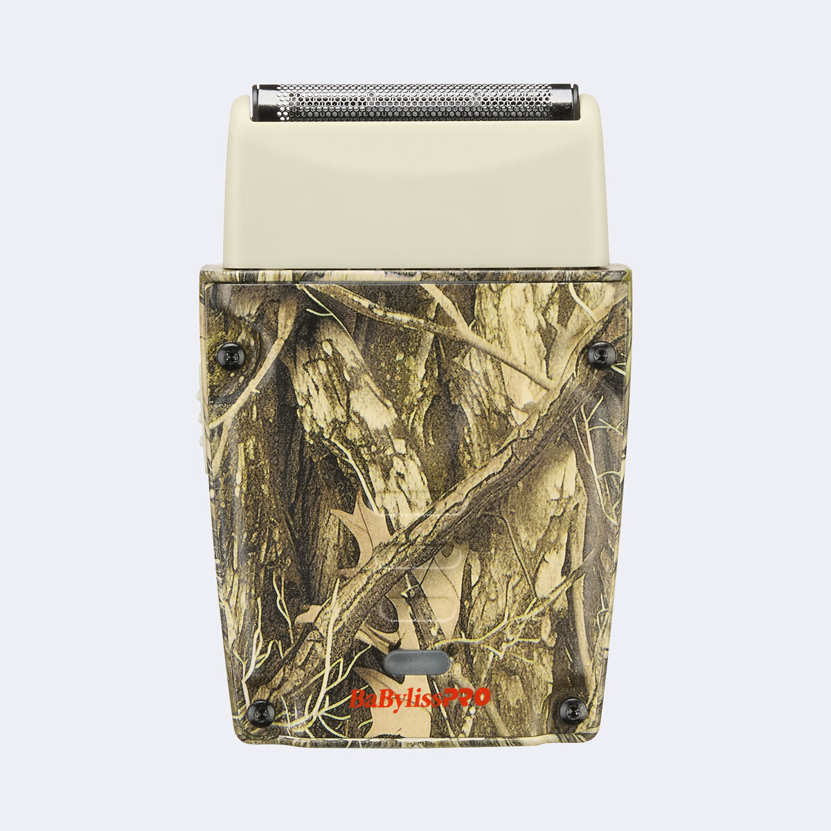 BaBylissPRO FXLPFS1CAM Compact Camo Single-Foil Shaver — front view with cap removed