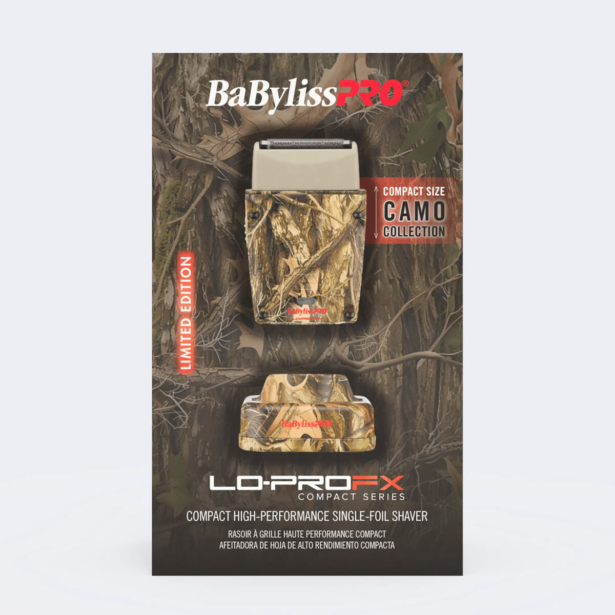 BaBylissPRO FXLPFS1CAM Compact Camo Single-Foil Shaver — retail box