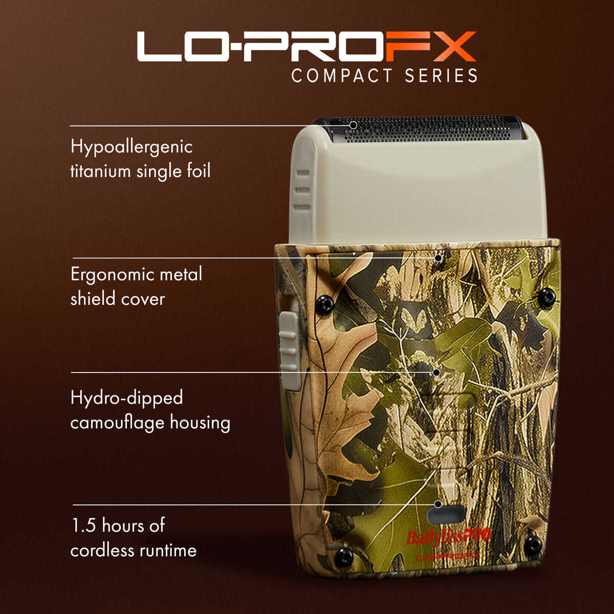 BaBylissPRO FXLPFS1CAM Compact Camo Single-Foil Shaver — feature illustration 2