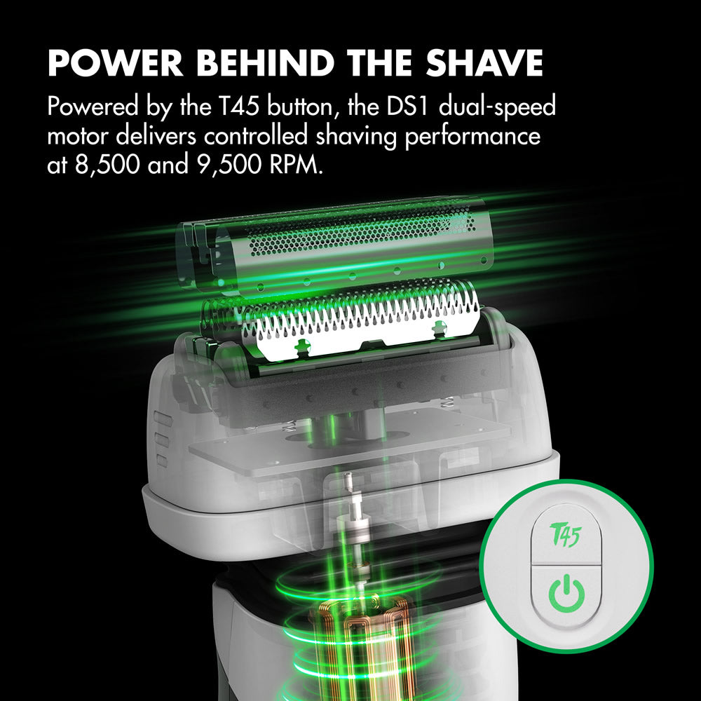 BaBylissPRO x Tomb45 White Double-Foil Shaver #FXT45FSTW — detail and supplied package view 5