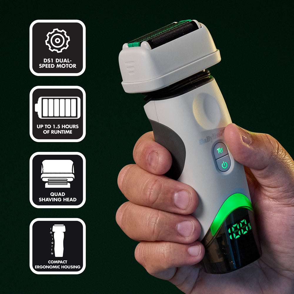BaBylissPRO x Tomb45 White Double-Foil Shaver #FXT45FSTW — detail and supplied package view 7